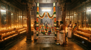 Tirumala Unjal Seva Timings: decorated Dolotsavam swing garlanded with flowers in the lamp-lit Aina Mahal