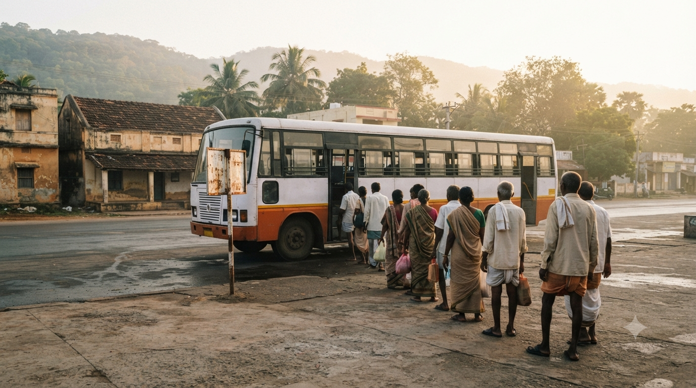 Free bus to Srivari Mettu waiting at Tirupati Railway Station for footpath pilgrims