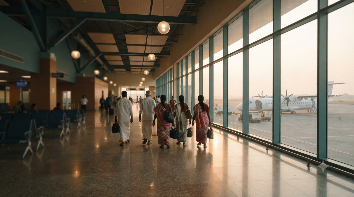 Hyderabad to Tirupati flight package pilgrims boarding at Rajiv Gandhi International Airport