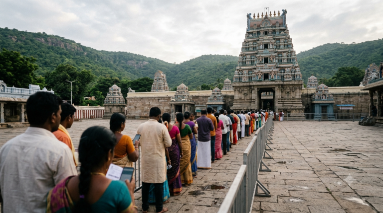 IRCTC Divine Balaji Tirumala pilgrims in the Rs 300 special entry darshan queue at Tirumala