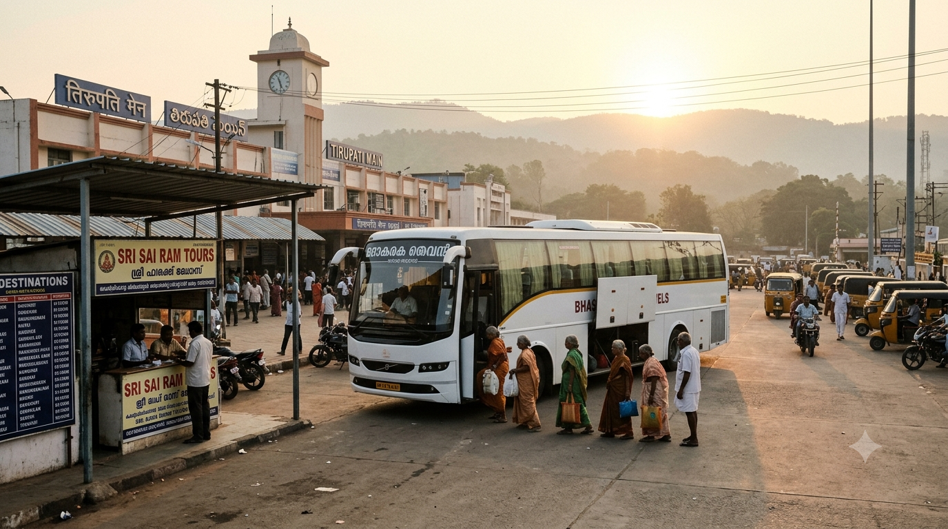 IRCTC Tirupati darshan package pilgrims boarding coach at Tirupati Railway Station