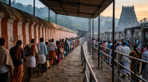 TTD Arjitha Seva booking counter queue at Tirumala Sri Venkateswara temple