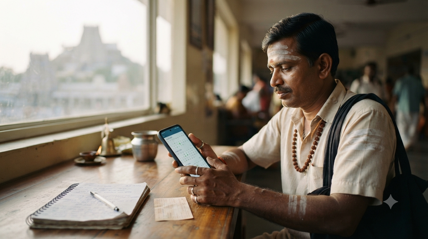 TTD Tirumala 300 Darshan availability being checked on a smartphone