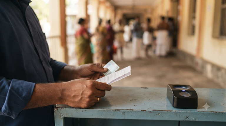 Tirumala darshan required documents held by a pilgrim at the TTD ID verification counter
