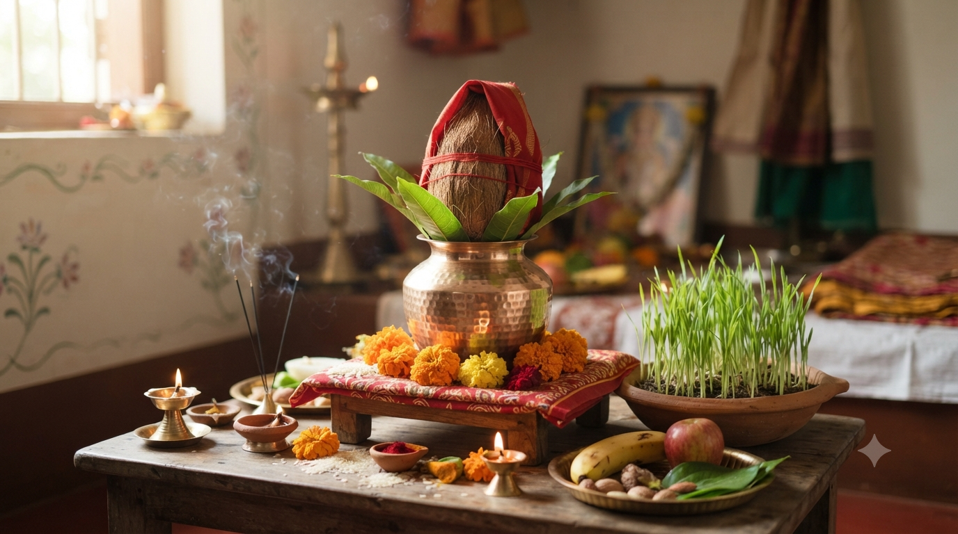 Ghatasthapana Muhurat 2026 Kalash Sthapana setup for Sharad Navratri