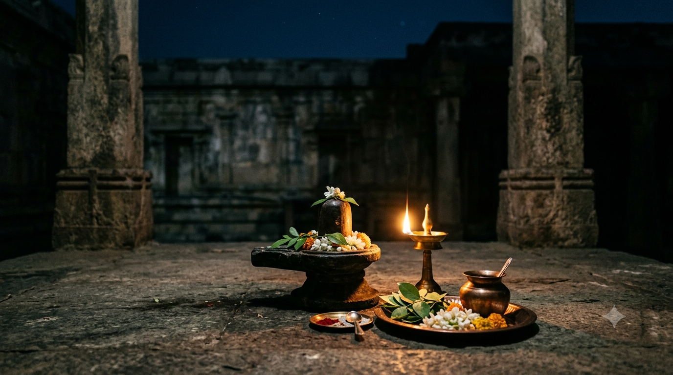 Masik Shivratri 2026 monthly Shiva puja with lamp and bilva leaves