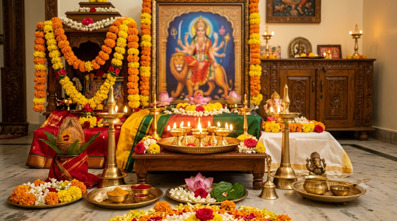 Navaratri Ammavari alankaram list in Telugu with decorated images of Goddess Durga