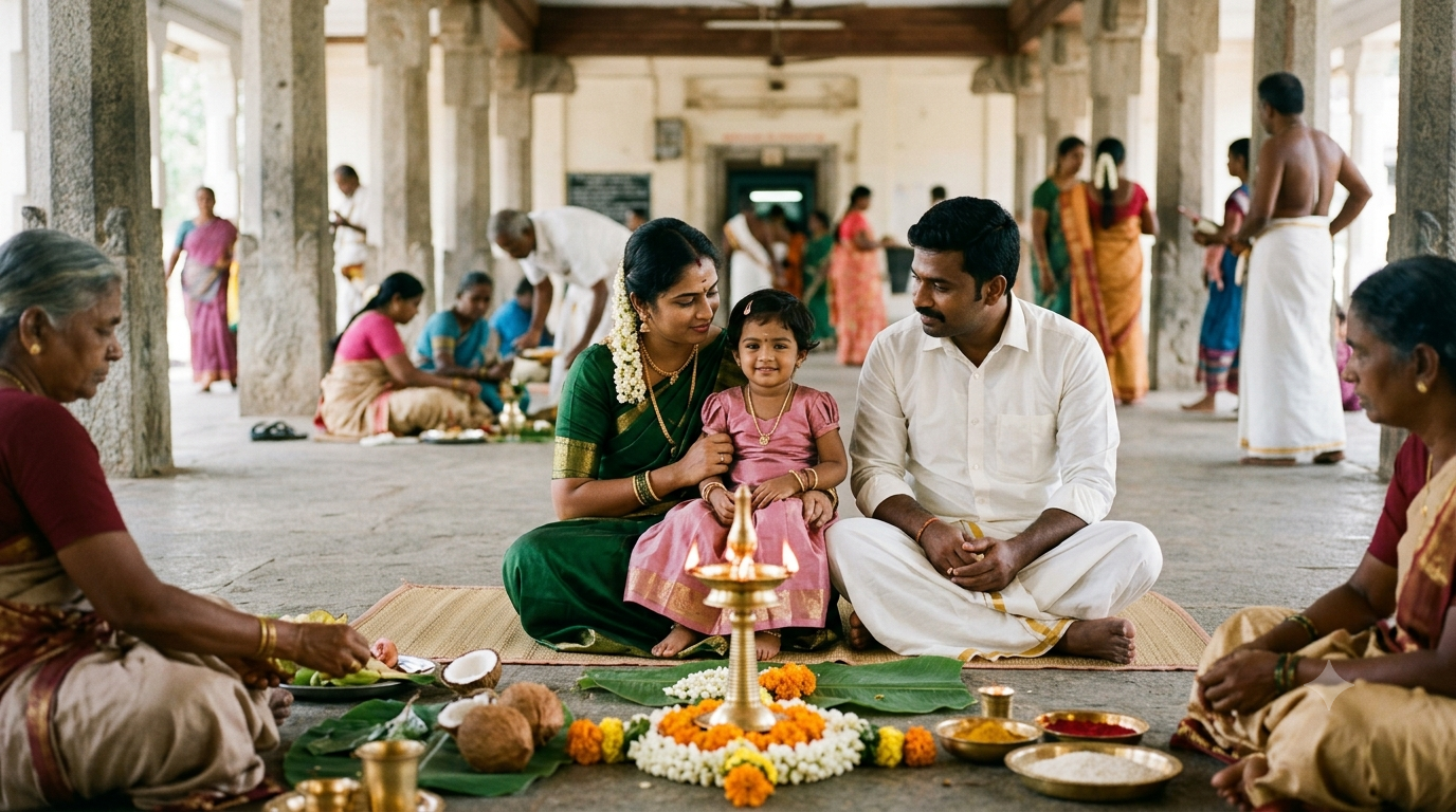 Tirumala ear boring piercing ceremony at Kalyana Vedika