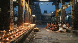 Tirumala Sahasra Deepalankarana Seva evening oil lamps and pilgrims
