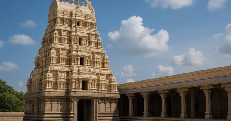 Sri Kalyana Venkateswara Swamy Temple gopuram at Srinivasa Mangapuram under clear sky