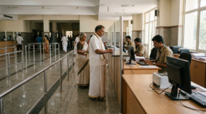 Tirumala MBC 34 rooms guide showing TTD accommodation registration counter