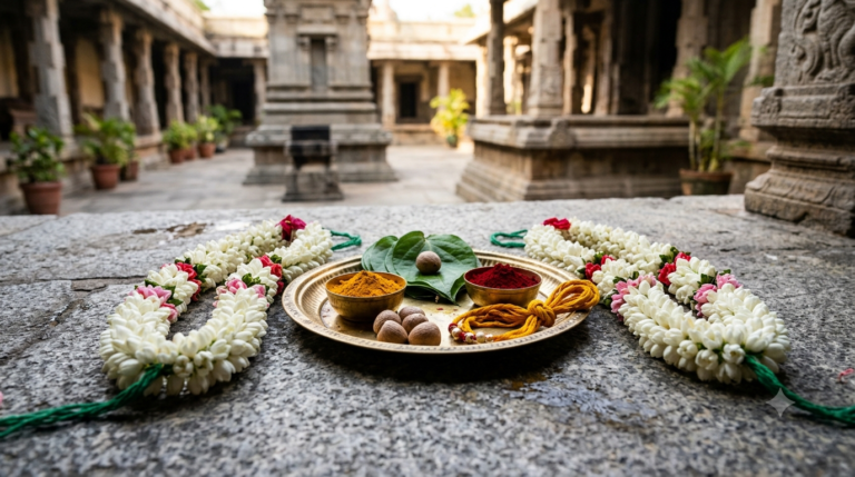 Kundrathur Murugan Temple marriage guide with traditional Hindu wedding ceremonial items