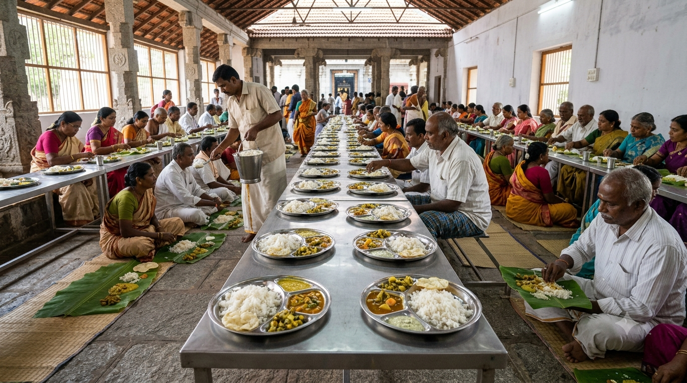 Simhachalam annadanam timings and vegetarian prasadam meal service for temple devotees