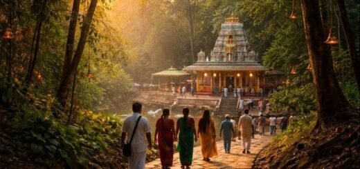 Japali Hanuman Temple Tirumala forest path at sunrise