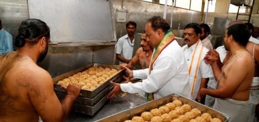 Tirumala Ttd Laddu Order pilgrims collecting laddus at Tirumala.