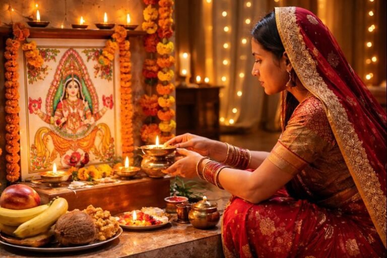 Ahoi Ashtami 2022 Date puja with traditional diya and offerings