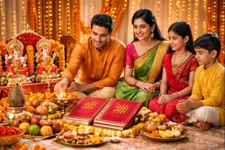Diwali Poojan Chopda Pujan ritual at home