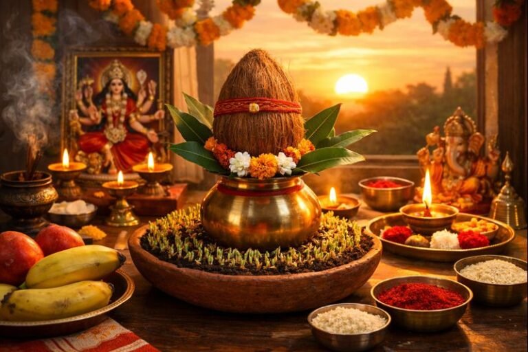 Ghatasthapana 2022 Date Muhurat Time Durga Pooja ritual setup