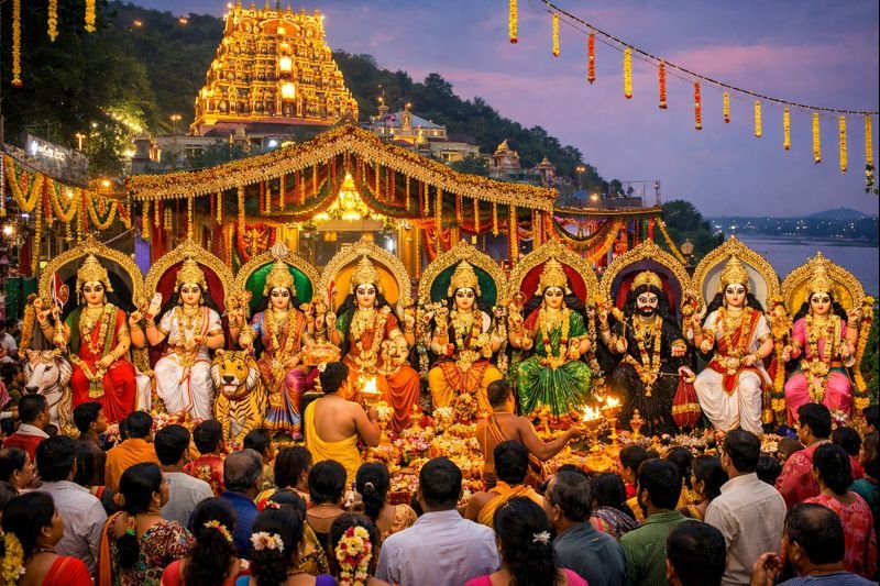 Kanaka Durga Devi Navratri Dasara Avatar All 9 Days Names celebration at temple