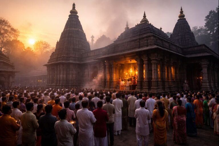 Kolhapur Mahalaxmi Temple Kakad Aarti at dawn