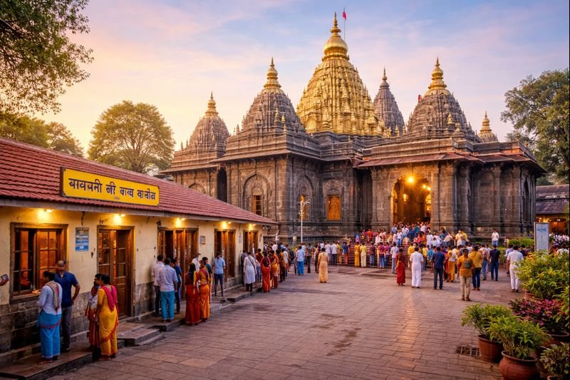 Kolhapur Mahalaxmi Temple Trust rooms and temple entrance.