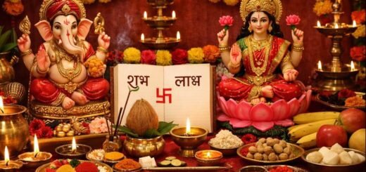 Labh Panchami Puja Vidhi at home with decorated altar