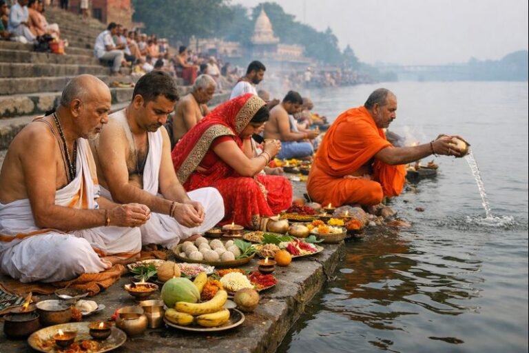 Maha Bharani 2022 Pooja ancestral worship at riverbank