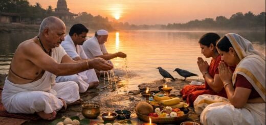 Mahalaya Amavasya Tharpanam 2022 rituals at a riverbank performing ancestral rites