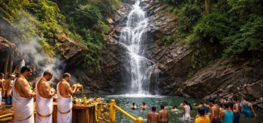Tirumala Akasha Ganga Darshan Theertham waterfall scene