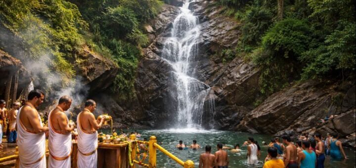 Tirumala Akasha Ganga Darshan Theertham waterfall scene