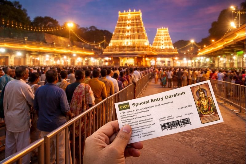 Tirumala Darshan Late Entry queue and ticket.