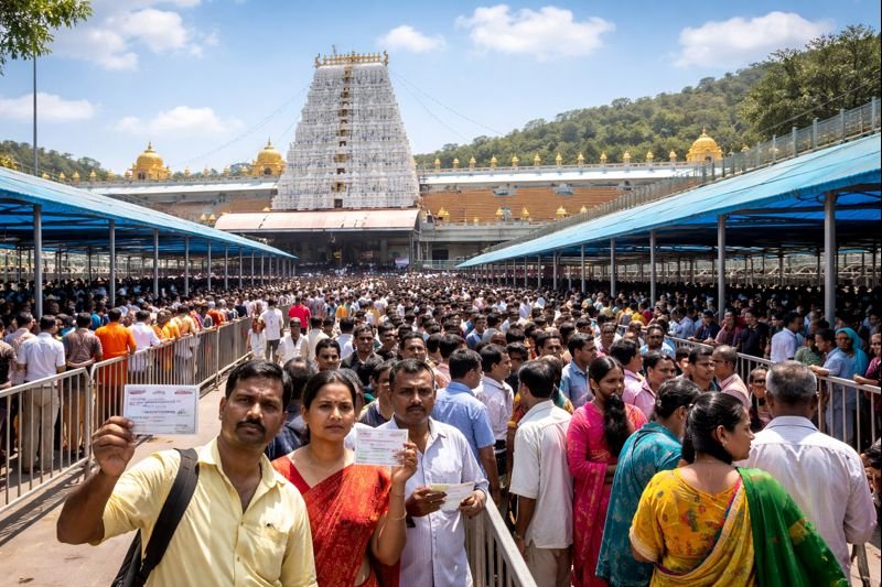 Tirumala Darshan Time Live crowd queue and waiting at temple