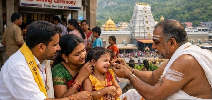 Tirumala Ear Boring Piercing TTD Booking Location Cost ceremony scene