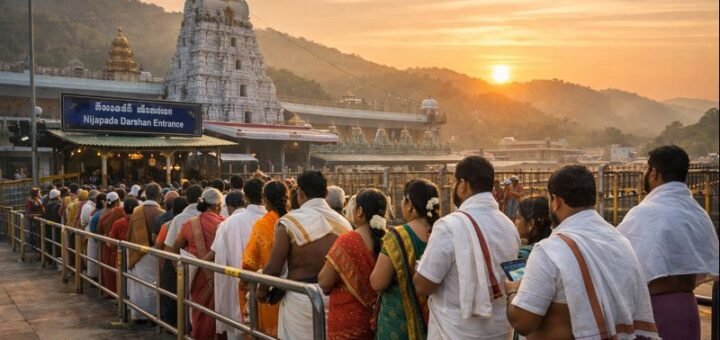 Tirumala Nijapada Darshanam Tickets queue and devotees at early morning darshan