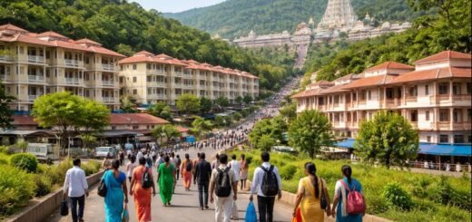 Tirumala Rooms Accommodation Allotment near temple buildings view