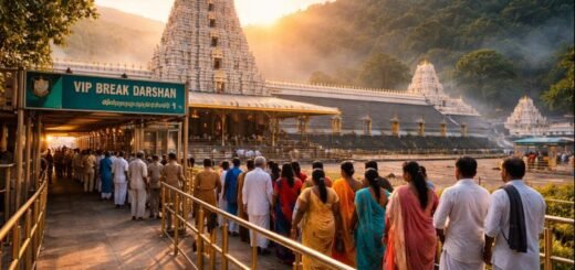 Tirumala Temple Ttd Vip Break Darshan queue at sunrise.