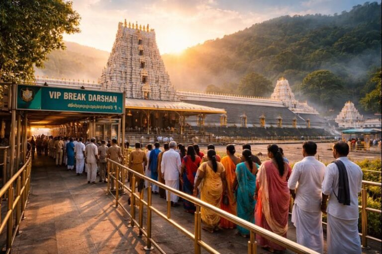 Tirumala Temple Ttd Vip Break Darshan queue at sunrise.