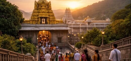 Tirumala Temple Vimana Venkateswaraswamy sacred view at sunrise