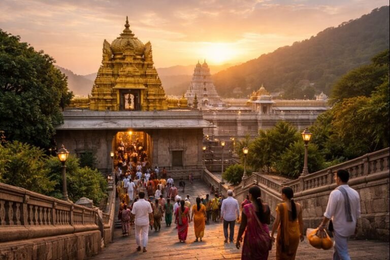 Tirumala Temple Vimana Venkateswaraswamy sacred view at sunrise
