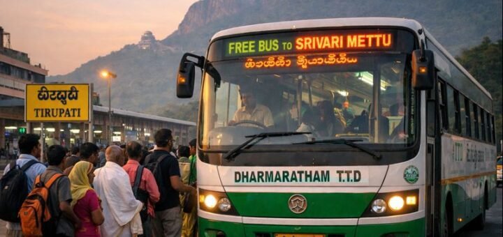 Tirumala Tirupati Free Bus Timings To Srivari Mettu Daily Route bus scene
