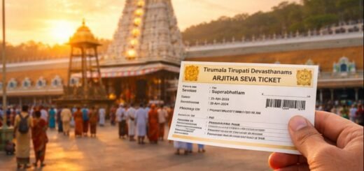 Tirumala Tirupati Ttd Arjitha Seva ticket with temple background