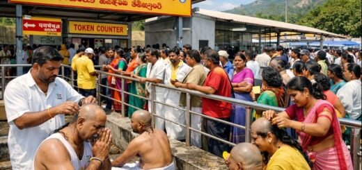 Tirumala Ttd Kalyana Katta head tonsure ritual with devotees and barbers