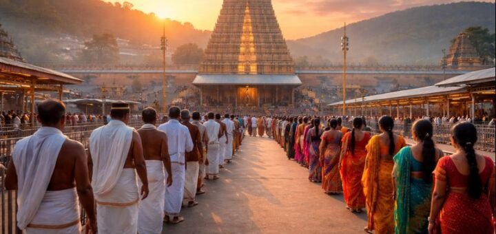 Tirumala Ttd Temple Dress code pilgrims at queue.