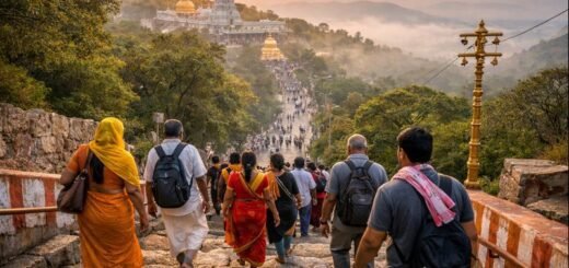 Tirupati Tirumala Footpath Darshan pilgrims climbing steps