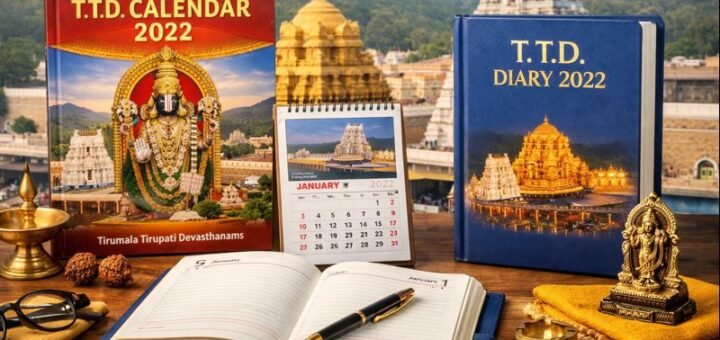 Ttd Calendar Diary 2022 with Tirumala temple imagery