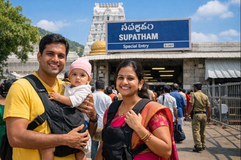 Ttd Tirumala Infant Child entry at Supatham entrance with family
