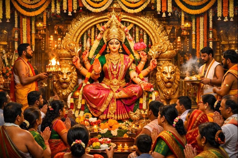 Vijayawada Kanaka Durga Tempe Navratri Alankaram Avatar List depiction of daily deity decorations
