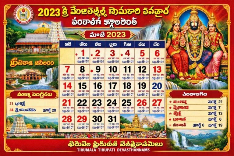 2023 Ttd Calendar Tirumala PDF Telugu devotional calendar page