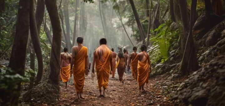 41 Days Sabarimala Mandala devotees on pilgrimage path.