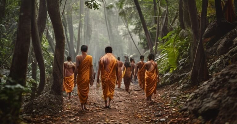41 Days Sabarimala Mandala devotees on pilgrimage path.